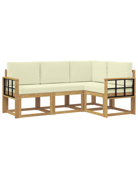 Set di divani da esterno con cuscino 4 pcs Bianco e Crema