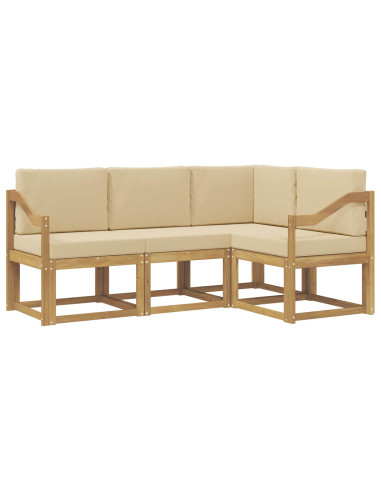Set di divani da esterno con cuscino 4 pcs Bianco e Beige