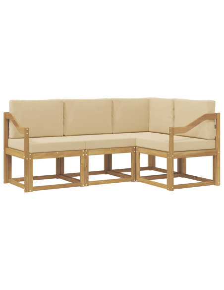 Set di divani da esterno con cuscino 4 pcs Bianco e Beige