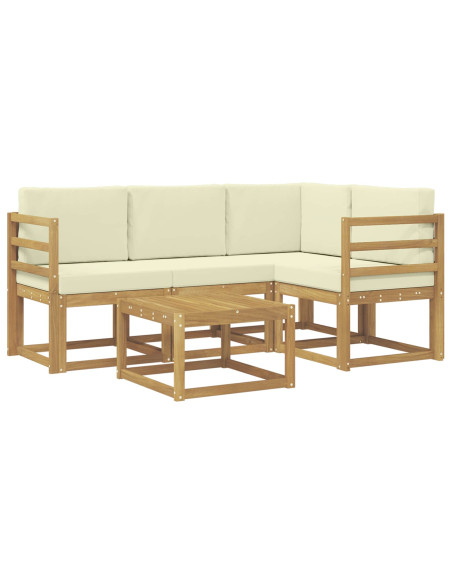 Set di divani da esterno con cuscino 5 pcs Bianco e Crema