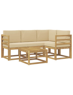Set di divani da esterno con cuscino 5 pcs Bianco e Beige 2