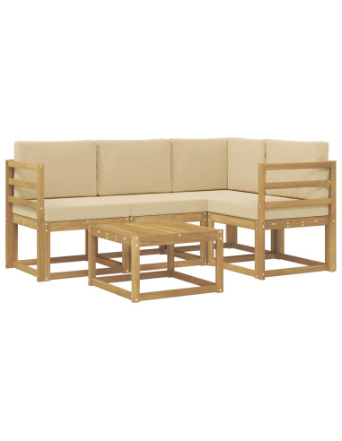 Set di divani da esterno con cuscino 5 pcs Bianco e Beige