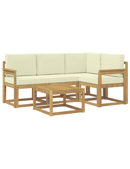 Set di divani da esterno con cuscino 5 pcs Bianco e Crema