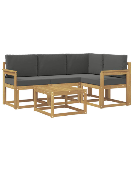 Set di divani da esterno con cuscino 5 pcs Bianco e Antracite