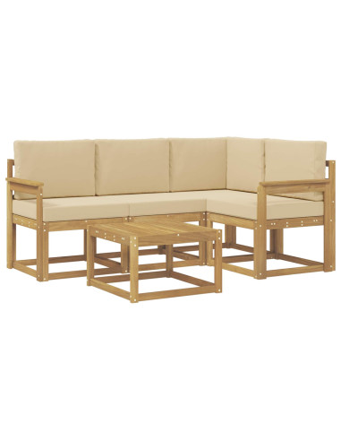 Set di divani da esterno con cuscino 5 pcs Bianco e Beige