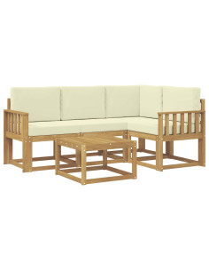 Set di divani da esterno con cuscino 5 pcs Bianco e Crema 2