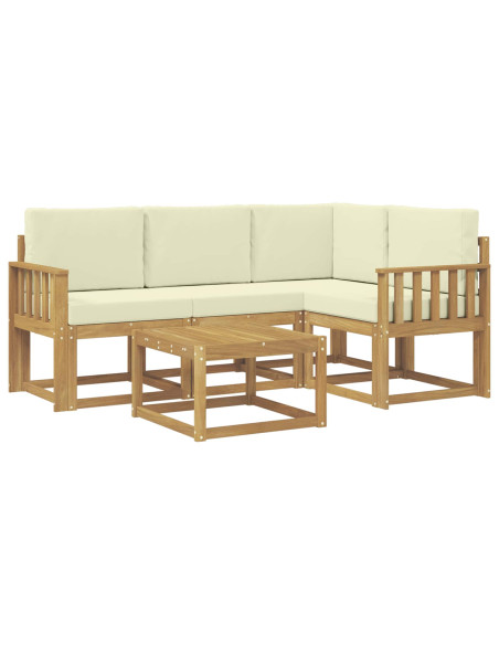 Set di divani da esterno con cuscino 5 pcs Bianco e Crema