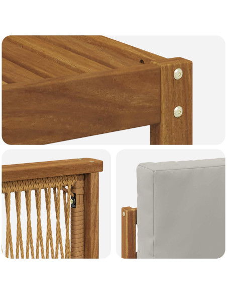 Set di divani da esterno 5 pcs Naturale e Grigio Chiaro