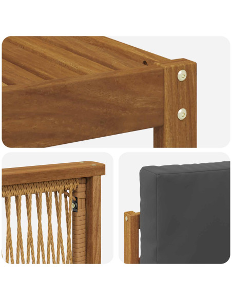 Set di divani da esterno 5 pcs Naturale e Antracite Poliestere