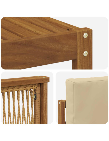 Set di divani da esterno 5 pcs Naturale e Beige Poliestere