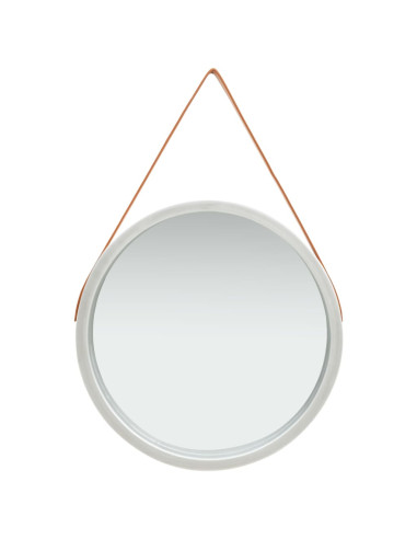 Specchio da Parete con Cinghia 60 cm Argento