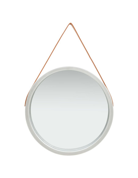 Specchio da Parete con Cinghia 60 cm Argento