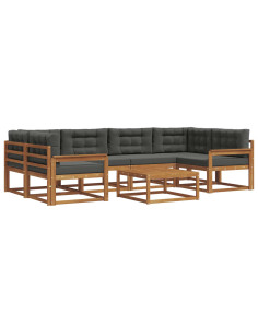 Set di divani da esterno con cuscino 7 pcs Naturale e Antracite 2