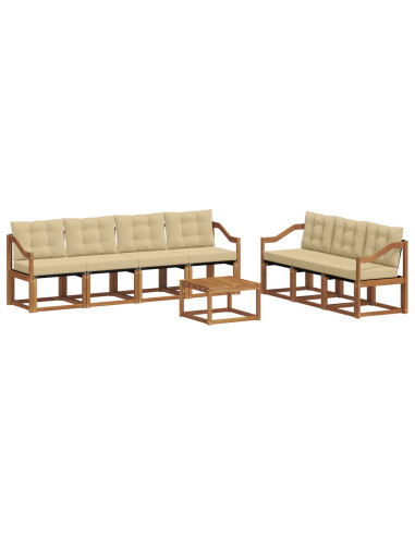 Set di divani da esterno con cuscino 8 pcs Naturale e Beige