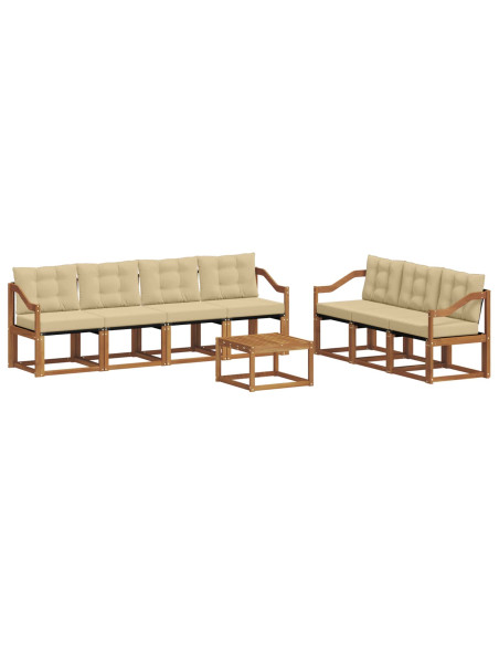 Set di divani da esterno con cuscino 8 pcs Naturale e Beige
