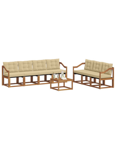 Set di divani da esterno con cuscino 8 pcs Naturale e Beige
