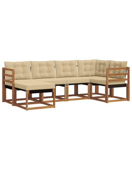 Set di divani da esterno con cuscino 6 pcs Naturale e Beige