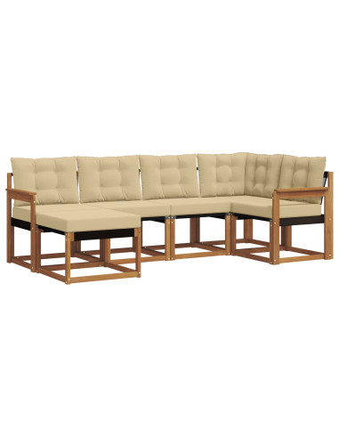 Set di divani da esterno con cuscino 6 pcs Naturale e Beige