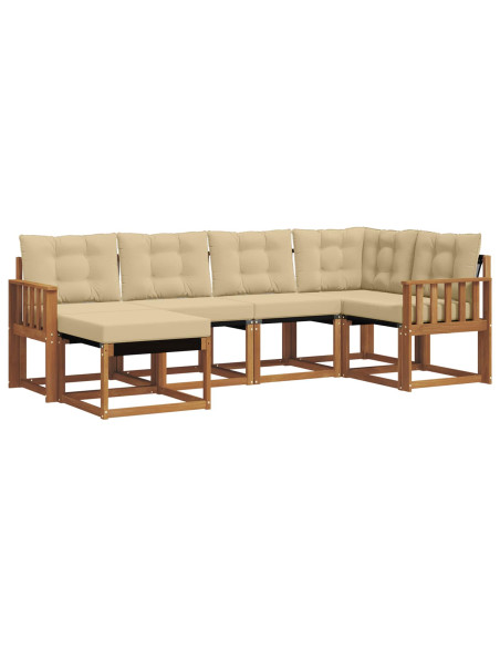 Set di divani da esterno con cuscino 6 pcs Naturale e Beige