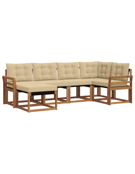 Set di divani da esterno con cuscino 6 pcs Naturale e Beige