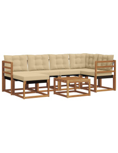 Set di divani da esterno con cuscino 7 pcs Naturale e Beige 2