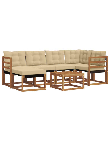 Set di divani da esterno con cuscino 7 pcs Naturale e Beige