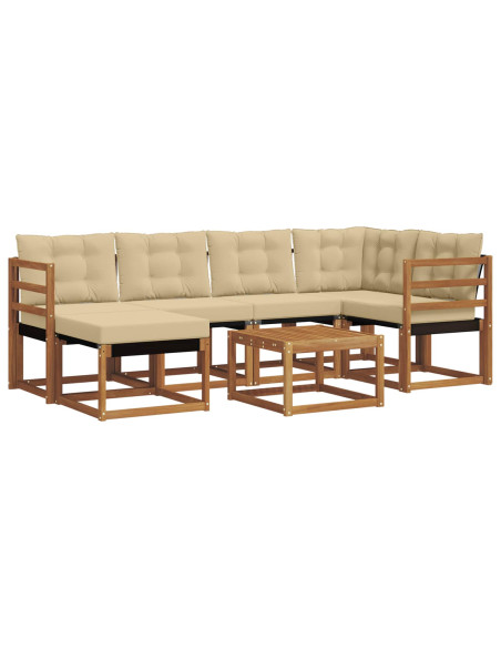 Set di divani da esterno con cuscino 7 pcs Naturale e Beige