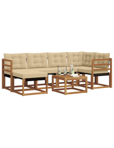 Set di divani da esterno con cuscino 7 pcs Naturale e Beige