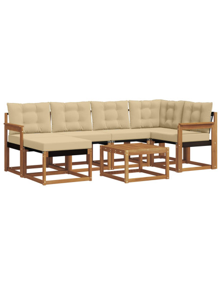 Set di divani da esterno con cuscino 7 pcs Naturale e Beige