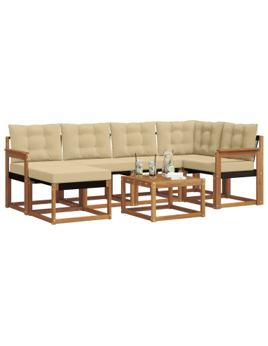 Set di divani da esterno con cuscino 7 pcs Naturale e Beige
