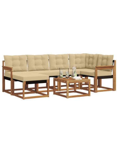 Set di divani da esterno con cuscino 7 pcs Naturale e Beige
