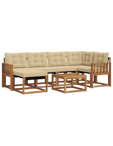 Set di divani da esterno con cuscino 7 pcs Naturale e Beige
