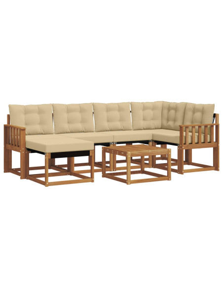 Set di divani da esterno con cuscino 7 pcs Naturale e Beige