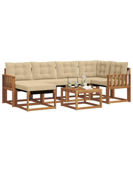 Set di divani da esterno con cuscino 7 pcs Naturale e Beige