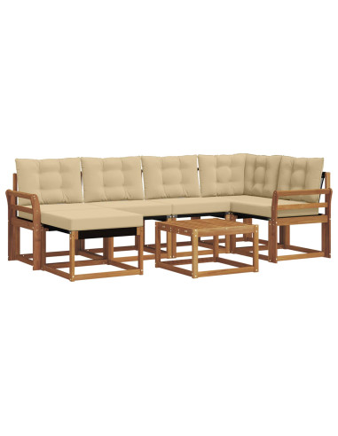 Set di divani da esterno con cuscino 7 pcs Naturale e Beige