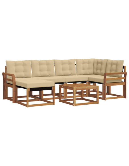 Set di divani da esterno con cuscino 7 pcs Naturale e Beige