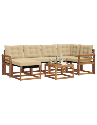 Set di divani da esterno con cuscino 7 pcs Naturale e Beige
