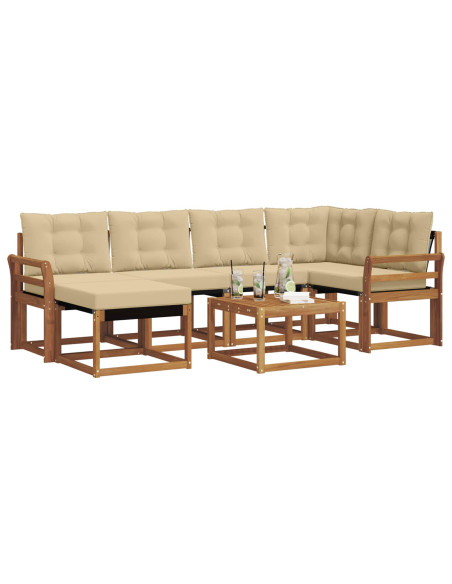 Set di divani da esterno con cuscino 7 pcs Naturale e Beige