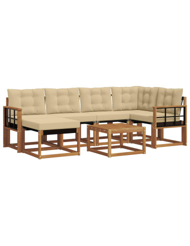Set di divani da esterno con cuscino 7 pcs Naturale e Beige