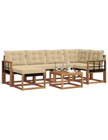 Set di divani da esterno con cuscino 7 pcs Naturale e Beige