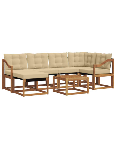 Set di divani da esterno con cuscino 7 pcs Naturale e Beige