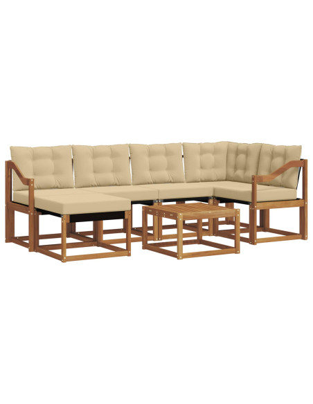 Set di divani da esterno con cuscino 7 pcs Naturale e Beige