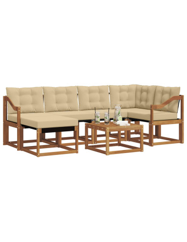 Set di divani da esterno con cuscino 7 pcs Naturale e Beige