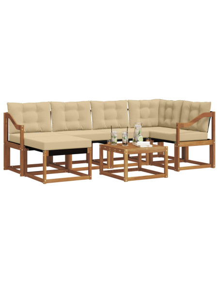 Set di divani da esterno con cuscino 7 pcs Naturale e Beige