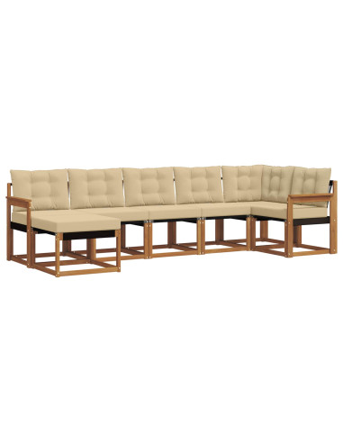 Set di divani da esterno con cuscino 7 pcs Naturale e Beige