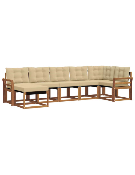 Set di divani da esterno con cuscino 7 pcs Naturale e Beige