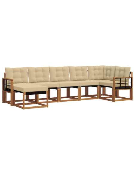 Set di divani da esterno con cuscino 7 pcs Naturale e Beige