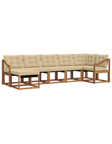 Set di divani da esterno con cuscino 7 pcs Naturale e Beige