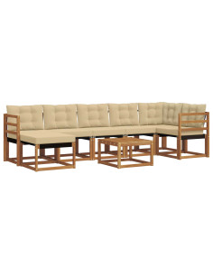 Set di divani da esterno con cuscino 8 pcs Naturale e Beige 2