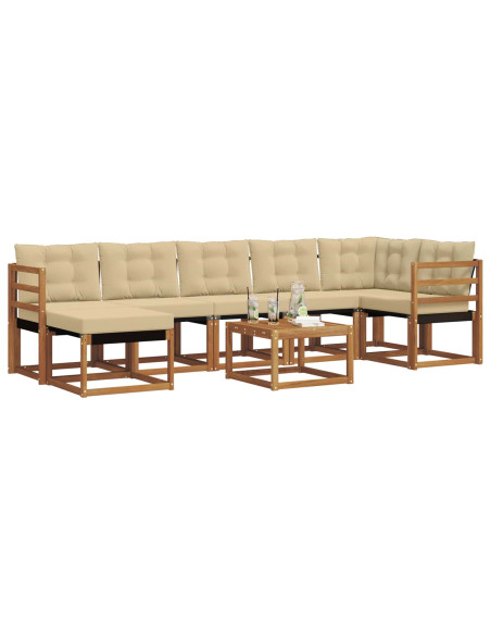 Set di divani da esterno con cuscino 8 pcs Naturale e Beige